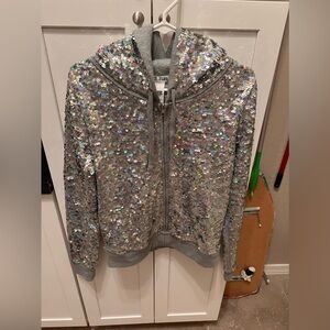 Victoria’s Secret Pink gray Sequin Fashion Show 2013 zip up sweatshirt.
